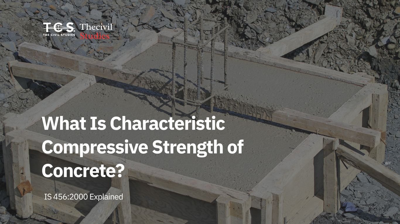 Concrete cube testing and characteristic compressive strength graph showing standard deviation and strength compliance based on IS 456:2000.