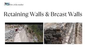 Visual comparison of retaining walls and breast walls, showcasing their functions in preventing soil erosion and supporting slopes in construction projects