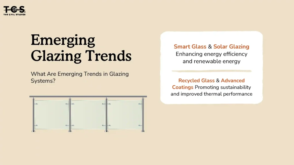 New emerging trends in glazing systems, including smart glass, solar glazing, and eco-friendly materials.