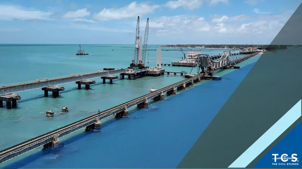 Pamban Bridge side Image, It shows that how it looks the pamban bridge, The engineering marvel stands from more the n 100 years