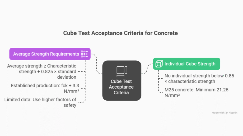 Concrete Cube Test – Complete Guide to Procedure, Frequency & Acceptance Criteria (IS 516 & IS 456:2000) 6 Step-by-step response plan for concrete cube failure as per IS 456, including investigation, core testing, quality control review, and structural assessment.