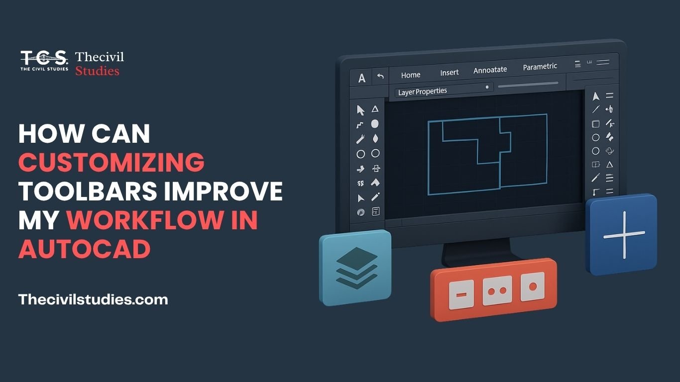 3D visual of a customized AutoCAD interface with personalized toolbars and icons for efficient drafting workflow