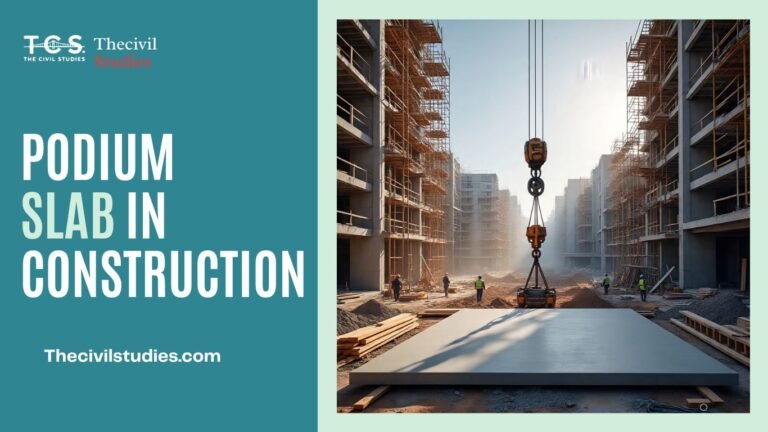 Construction site with precast RCC podium slab installation in progress
