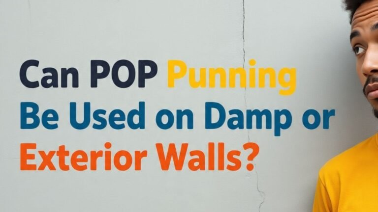 Comparative image showing the difference between wall putty and POP punning applications on various wall conditions.